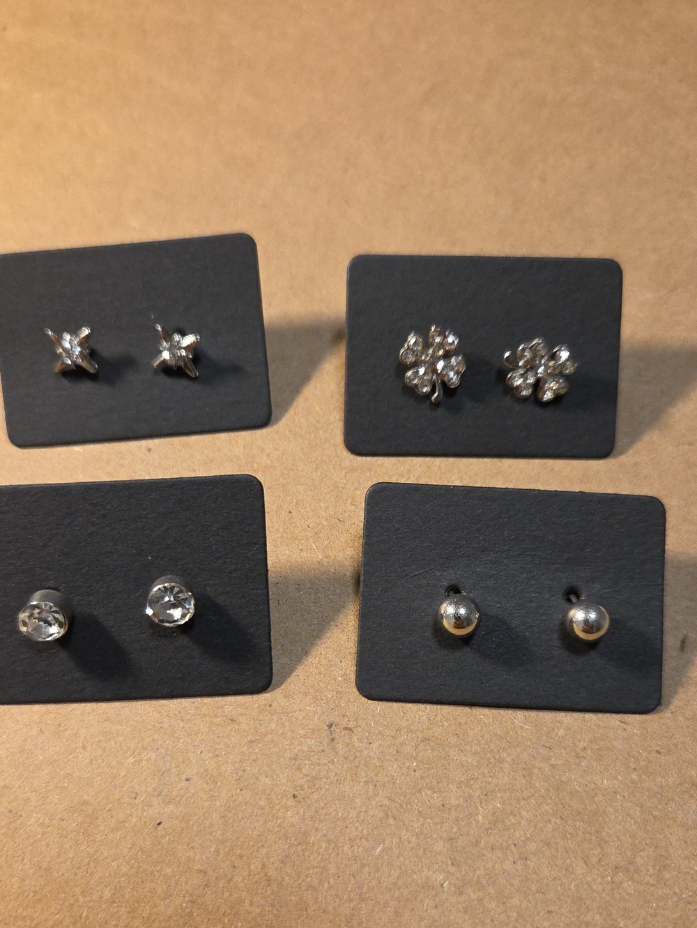 Sterling Silver Crystal Stud Earring Set - Silver